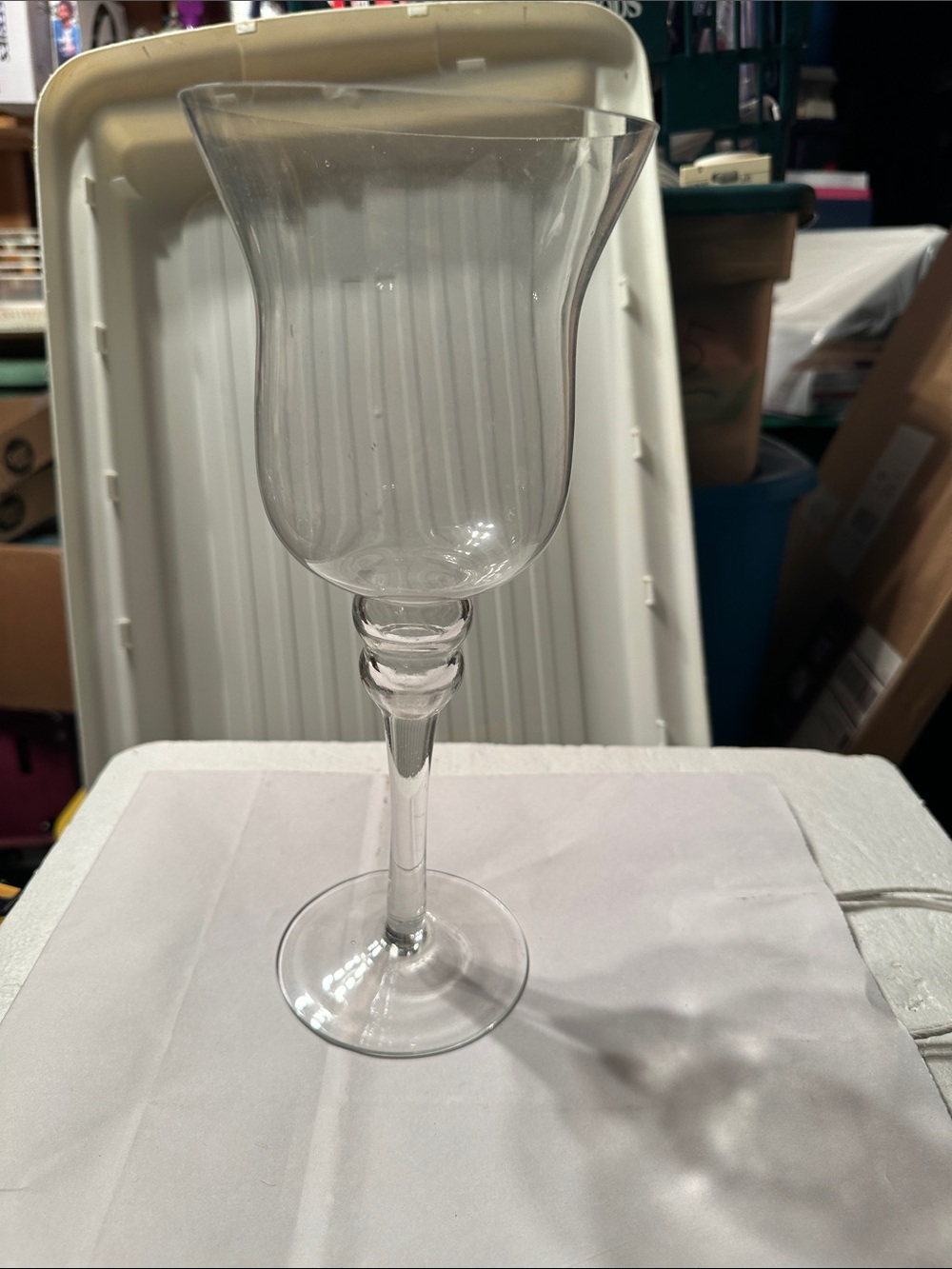 Tall glass candle holder